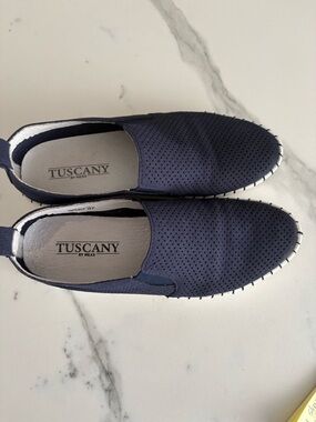 Women’s Navy Slip-On Perforated Casual Shoes by Tuscany by Nexx
